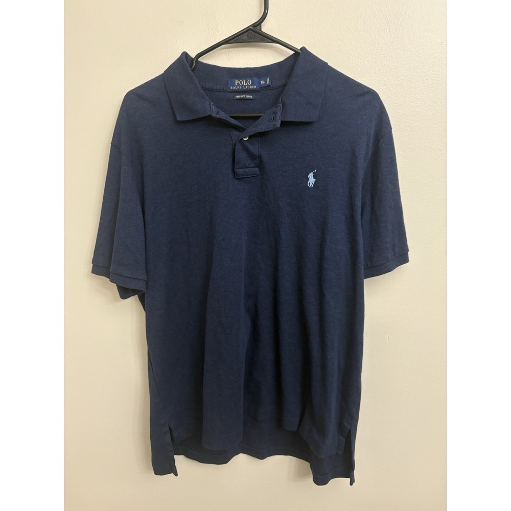 Polo Ralph Lauren Mens XL Polo Shirt Navy Blue Pima Soft Touch Pony Short Sleeve